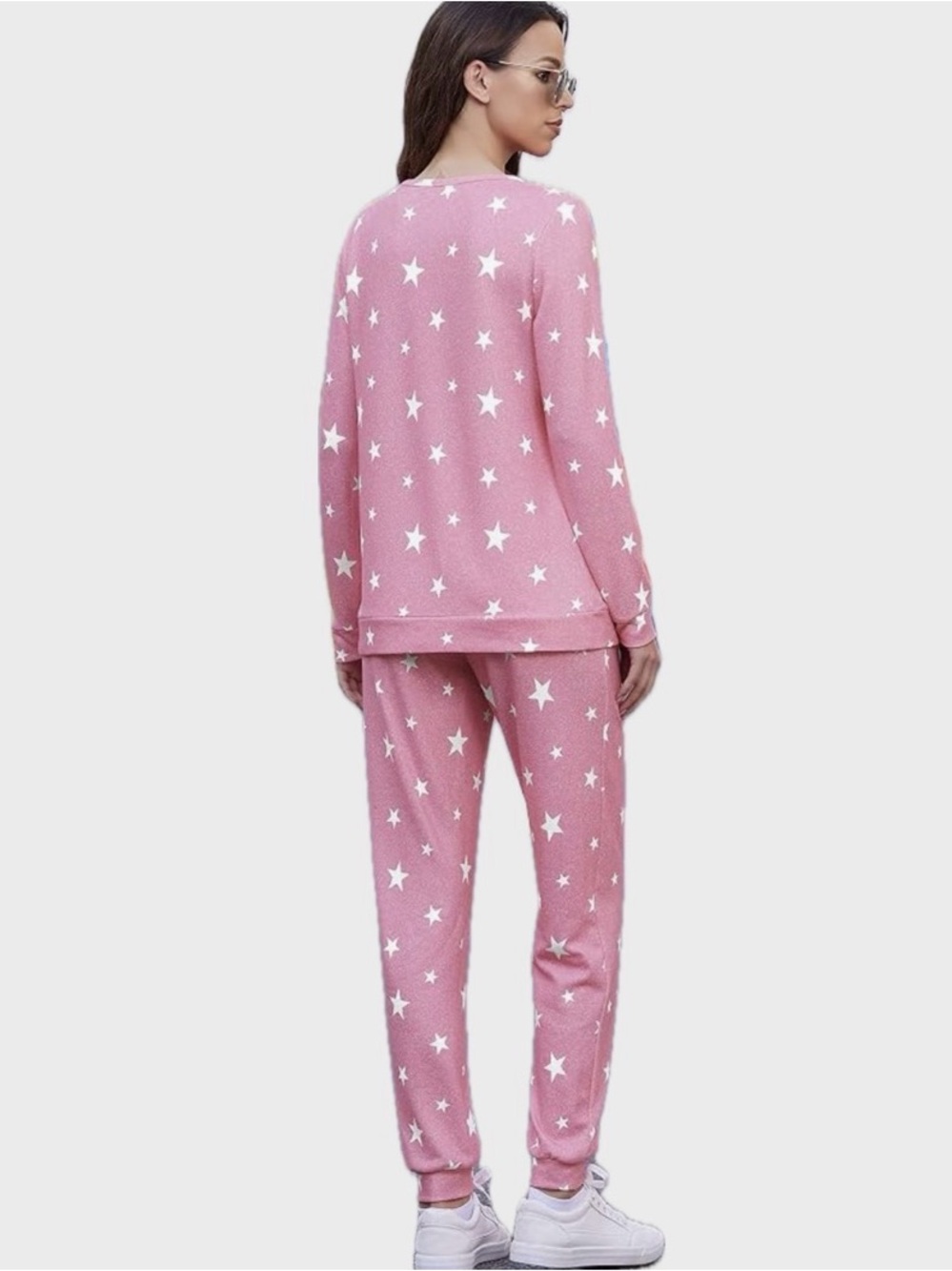 Two-piece Pyjama Set with Star Print in Pink and White NWOT